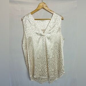 Silk-like Cream Leopard Tank Top - Size Large